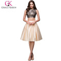 Grace Karin ladies sexy sans manche Robes de bal en dentelle courte en deux pièces CL008916